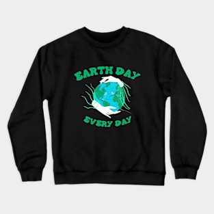 Happy Earth Day Smile Face Cute Cool Hug Planet Anniversary Crewneck Sweatshirt